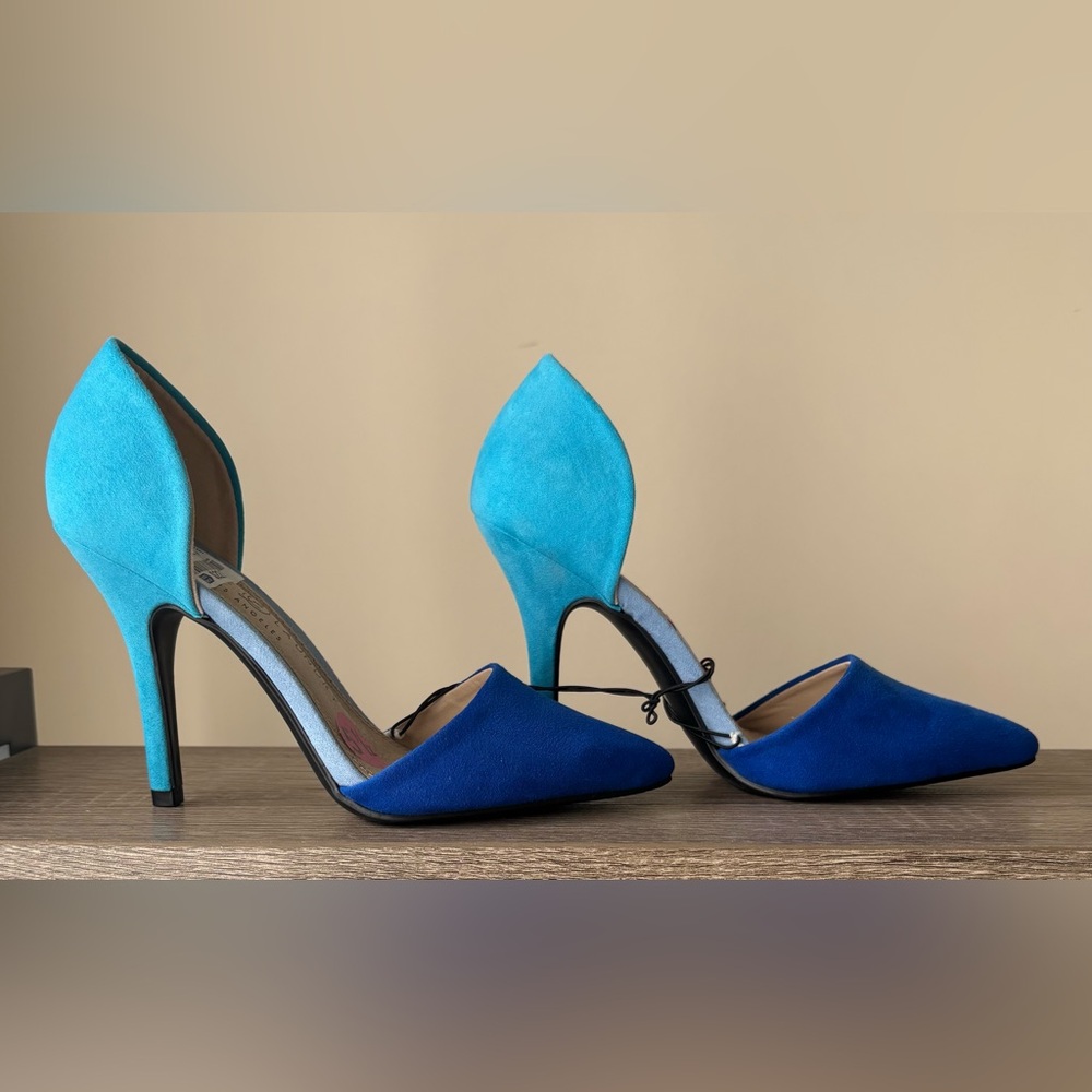 Two-Tone Blue Suede Heels